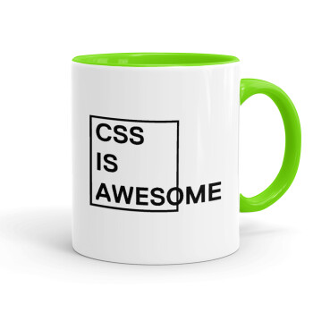 CSS is awesome, Mug colored light green, ceramic, 330ml
