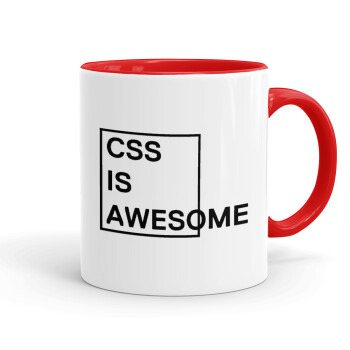 CSS is awesome, Κούπα χρωματιστή κόκκινη, κεραμική, 330ml