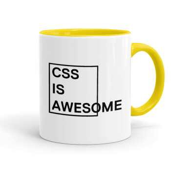 CSS is awesome, Κούπα χρωματιστή κίτρινη, κεραμική, 330ml