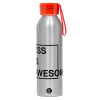 Aluminum Sports Bottle 650ml – Silver with Red Cap and Silicone Strap