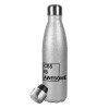 Metallic Glitter Silver Thermos Flask (Stainless steel), double-walled, 500ml