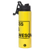 Metallic water bottle with safety lid, 850ml aluminum