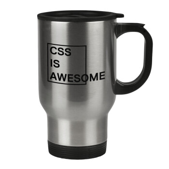 CSS is awesome, Stainless steel travel mug with lid, double wall 450ml