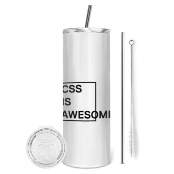 CSS is awesome, Tumbler stainless steel 600ml, with metal straw & cleaning brush