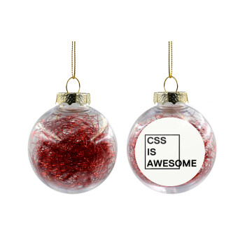 CSS is awesome, Χριστουγεννιάτικη μπάλα δένδρου διάφανη με κόκκινο γέμισμα 8cm