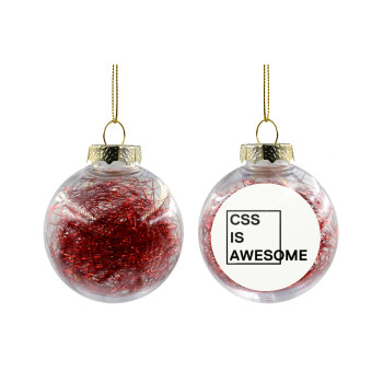 CSS is awesome, Transparent Christmas tree ball ornament with red filling 8cm