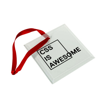 CSS is awesome, Χριστουγεννιάτικο στολίδι γυάλινο τετράγωνο 9x9cm