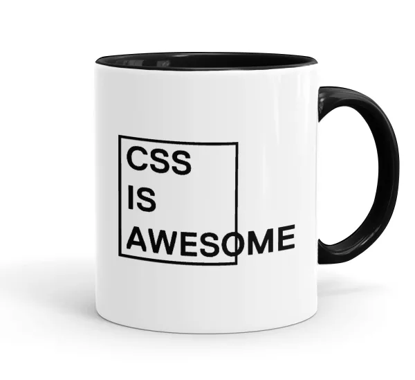 CSS is awesome — Κούπα χρωματιστή μαύρη, κεραμική, 330ml