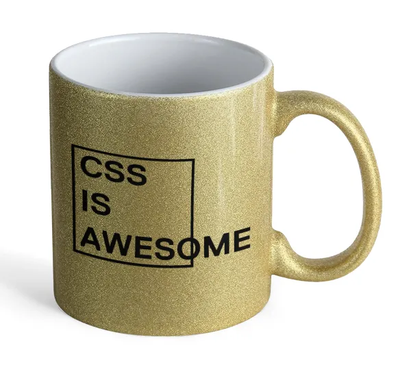 CSS is awesome — Gold glitter mug that sparkles, ceramic, 330ml