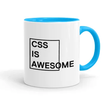 CSS is awesome, Mug colored light blue, ceramic, 330ml