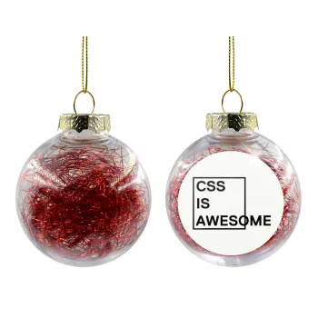 CSS is awesome, Transparent Christmas tree ball ornament with red filling 8cm
