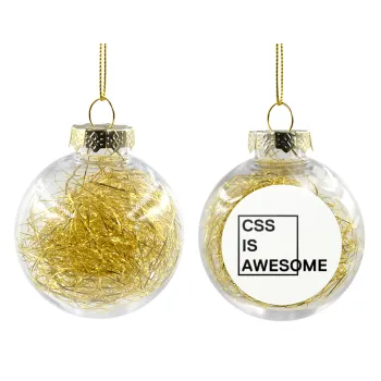 CSS is awesome, Transparent Christmas tree ball ornament with gold filling 8cm