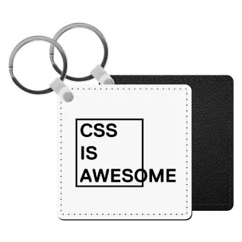 CSS is awesome, Μπρελόκ Δερματίνη, τετράγωνο ΜΑΥΡΟ (5x5cm)