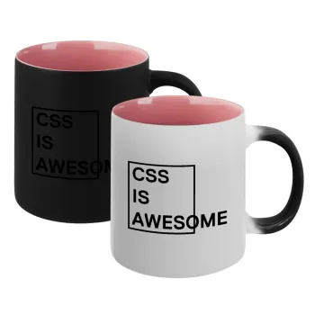 CSS is awesome, Κούπα Μαγική εσωτερικό ΡΟΖ, κεραμική 330ml που αλλάζει χρώμα με το ζεστό ρόφημα
