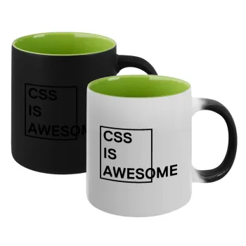 CSS is awesome, Κούπα Μαγική εσωτερικό πράσινο, κεραμική 330ml που αλλάζει χρώμα με το ζεστό ρόφημα