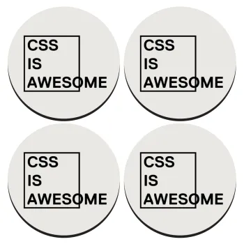 CSS is awesome, SET of 4 round wooden coasters (9cm)