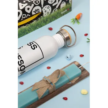 CSS is awesome, Πασχαλινή Λαμπάδα με παγούρι μεταλλικό (620ml, stainless steel) & κερί αρωματικό πλακέ (30cm) (ΤΙΡΚΟΥΑΖ)