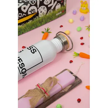 CSS is awesome, Πασχαλινή Λαμπάδα με παγούρι μεταλλικό (620ml, stainless steel) & κερί αρωματικό πλακέ (30cm) (ΡΟΖ)