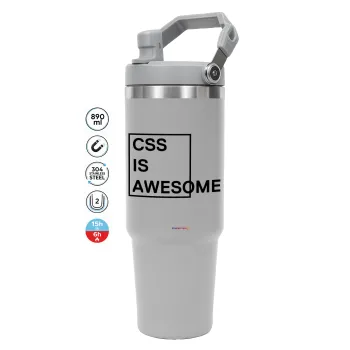 CSS is awesome, GREY color, 890ml (30oz) stainless Steel Tumbler with Handle