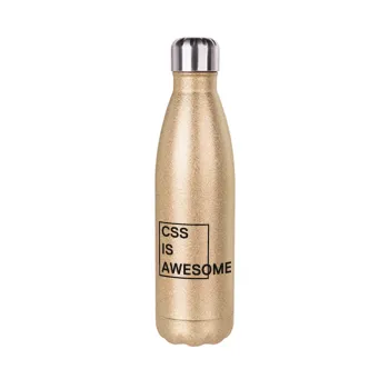 CSS is awesome, Glitter gold stainless steel thermos bottle, double-walled, 500ml