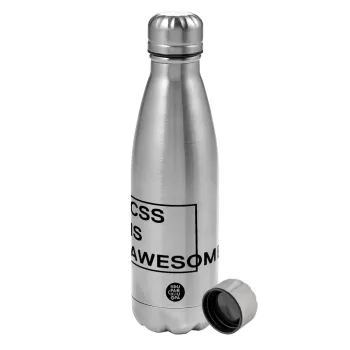 CSS is awesome, Metallic water bottle, stainless steel, 750ml