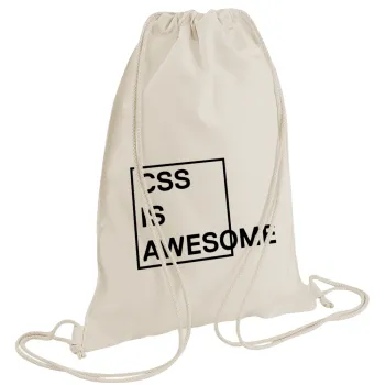 CSS is awesome, Τσάντα πλάτης πουγκί GYMBAG natural (28x40cm)