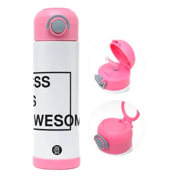 CSS is awesome, Παιδικό παγούρι θερμό, ανοξείδωτο, με καλαμάκι ασφαλείας, ΡΟΖ (500ml)