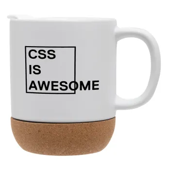 CSS is awesome, Κούπα, κεραμική με βάση φελού και καπάκι (ΜΑΤ), 330ml