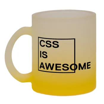 CSS is awesome, Κούπα γυάλινη δίχρωμη με βάση το κίτρινο ματ, 330ml
