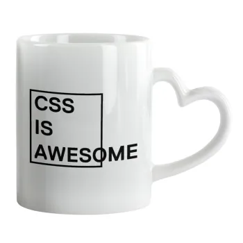 CSS is awesome, Κούπα καρδιά χερούλι λευκή, κεραμική, 330ml