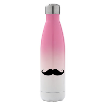 moustache, Metal mug thermos Pink/White (Stainless steel), double wall, 500ml