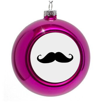 moustache, Purple Christmas tree ornament bauble 8cm