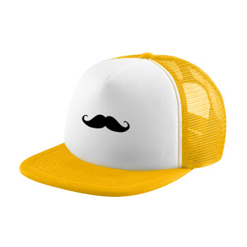 Μουστάκι, Καπέλο Soft Trucker με Δίχτυ Κίτρινο/White 