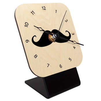 moustache, Quartz Table clock in natural wood (10cm)