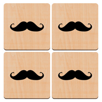 moustache, ΣΕΤ x4 Σουβέρ ξύλινα τετράγωνα plywood (9cm)