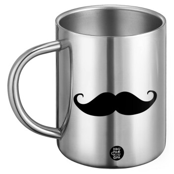 Μουστάκι, Ανοξείδωτη Μεταλλική Κούπα 450ml - Διπλού Τοιχώματος
