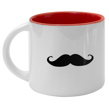 moustache, Κούπα κεραμική 400ml Λευκή/Κόκκινη
