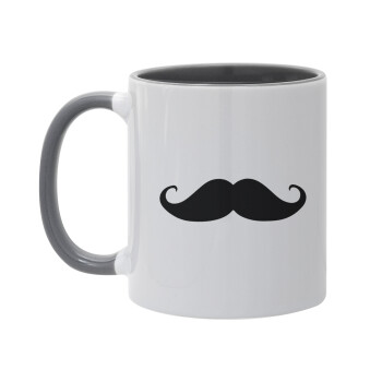 moustache, Mug colored grey, ceramic, 330ml