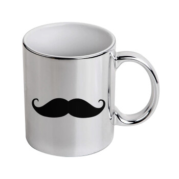 moustache, Mug ceramic, silver mirror, 330ml