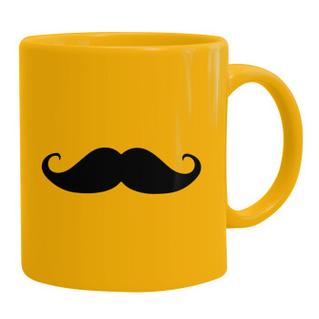 moustache, Ceramic coffee mug yellow, 330ml