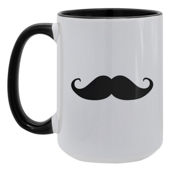 moustache, Κούπα Mega 15oz, κεραμική Μαύρη, 450ml