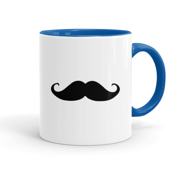 moustache, Mug colored blue, ceramic, 330ml
