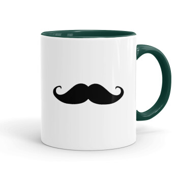 moustache, Mug colored green, ceramic, 330ml
