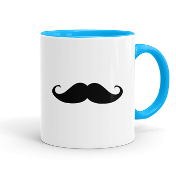 moustache, Mug colored light blue, ceramic, 330ml