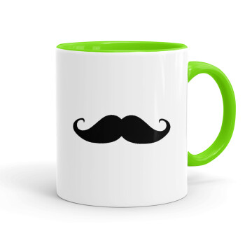 moustache, Mug colored light green, ceramic, 330ml