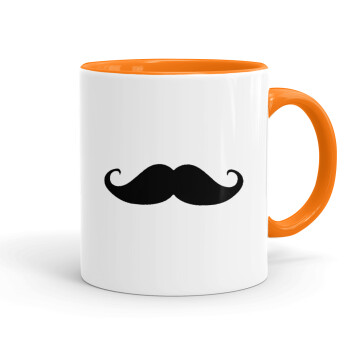 moustache, Mug colored orange, ceramic, 330ml