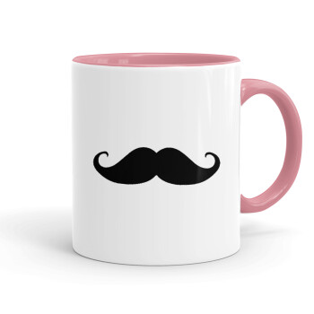 moustache, Mug colored pink, ceramic, 330ml
