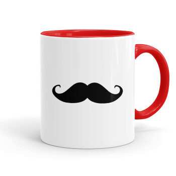 moustache, Mug colored red, ceramic, 330ml