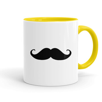 moustache, Mug colored yellow, ceramic, 330ml