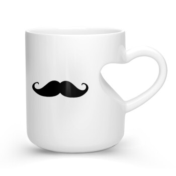 moustache, Κούπα καρδιά λευκή, κεραμική, 330ml